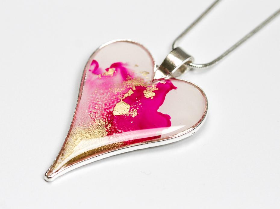Pink & Gold Large Heart Pendant